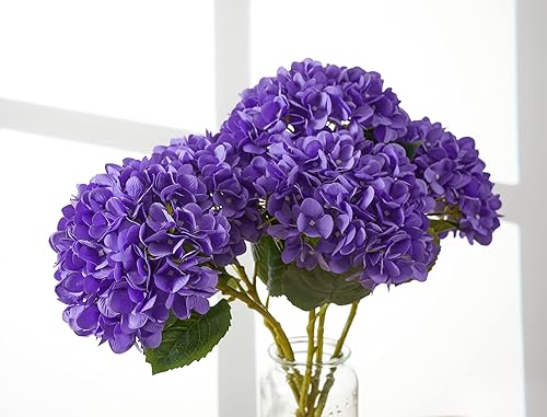 Miniatura 6 de PARTY JOY Ramo de flores artificiales de seda de 15.4 pulgadas, tallos de hortensias artificiales para centros de mesa de boda, decoración del hogar