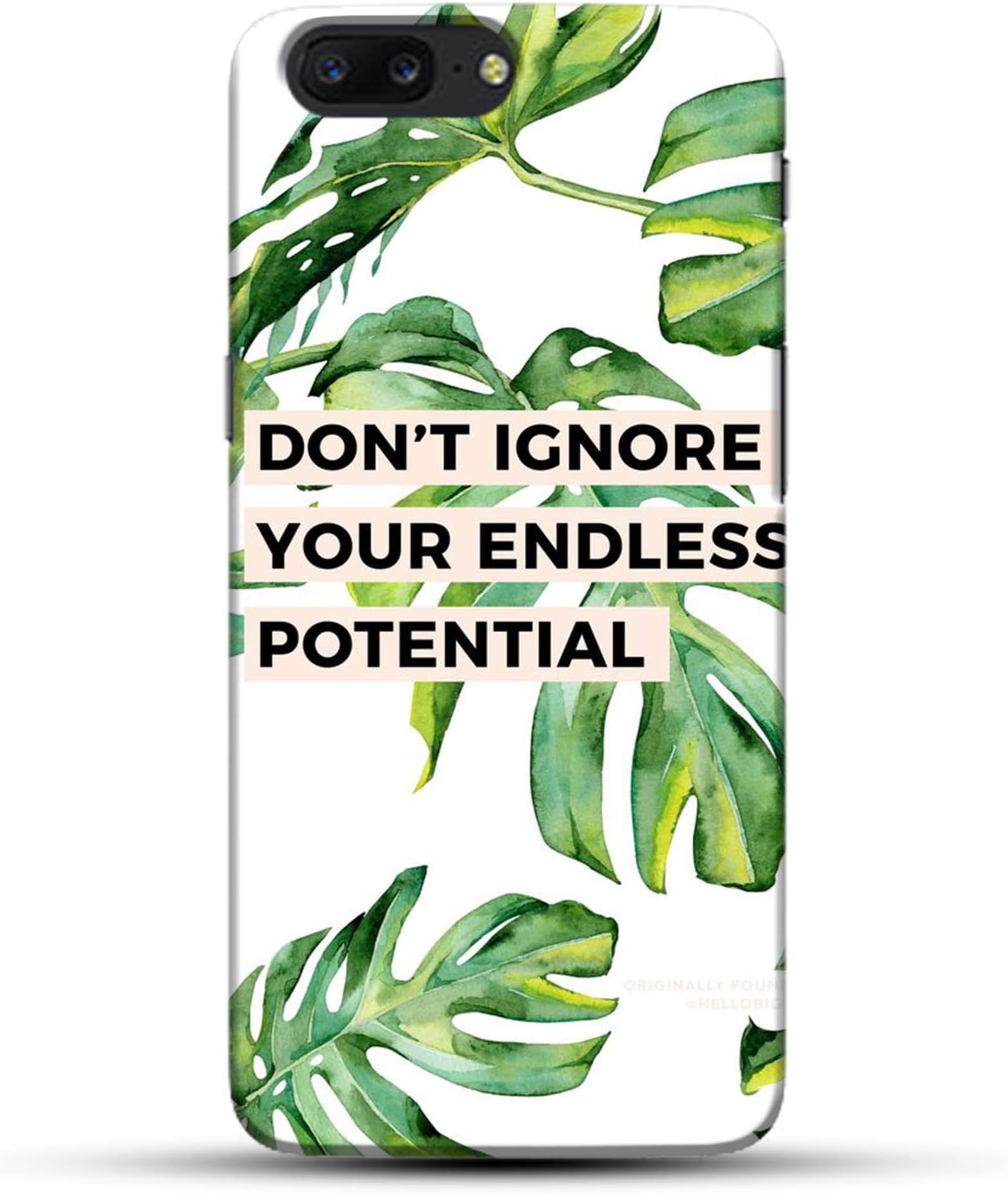 Outlouders Green Floral Flower Quote - Endless Potential - White Designer Printed Hard Back Case and Cover for Oneplus 5