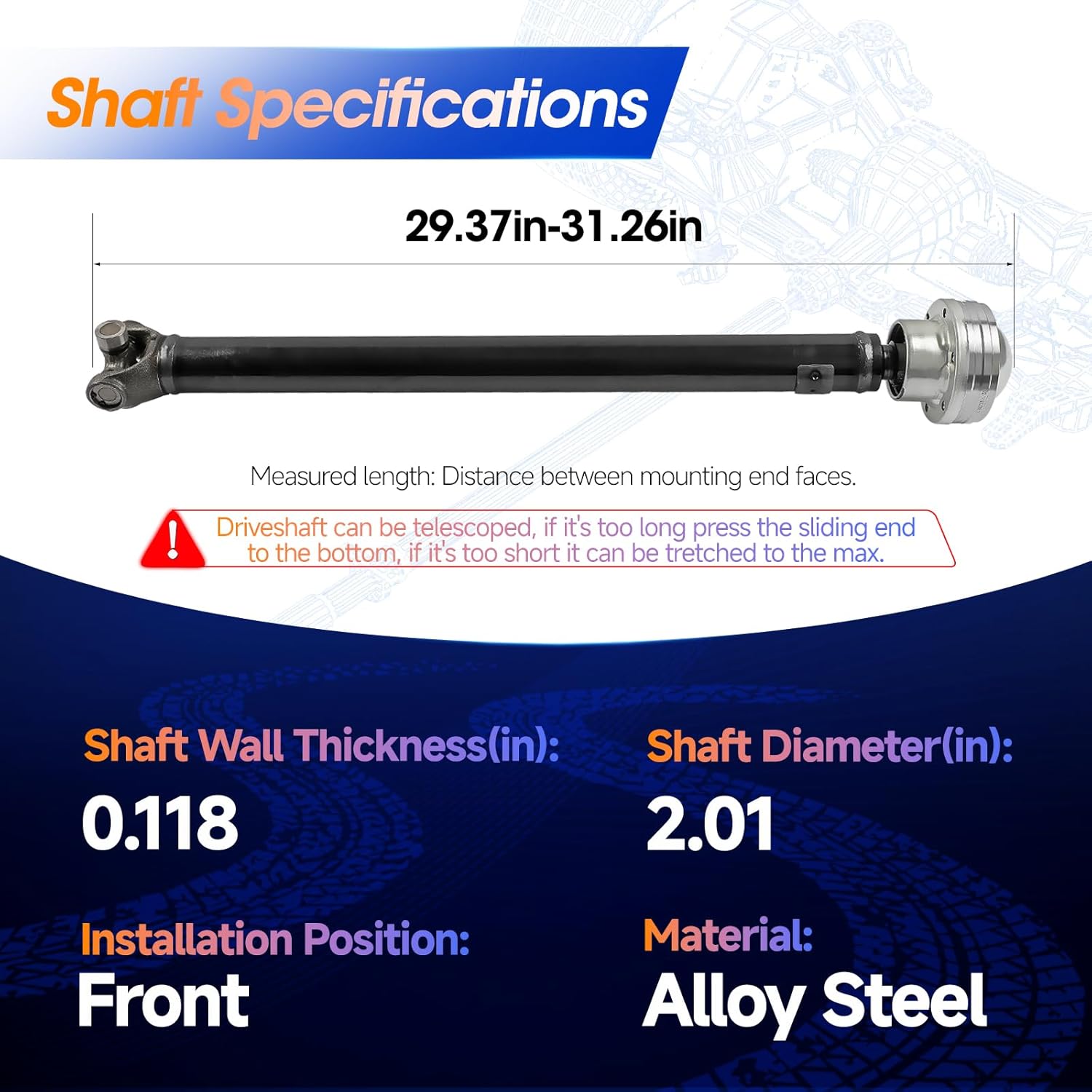 XL2Z4A376AA Front Drive Shaft Prop Shaft Driveshaft Assembly Fit for Ford Explorer 1997-2001| Ranger 1998-2010, Explorer Sport Trac| Mazda B3000 B4000| Mercury Mountaineer 1998-2001