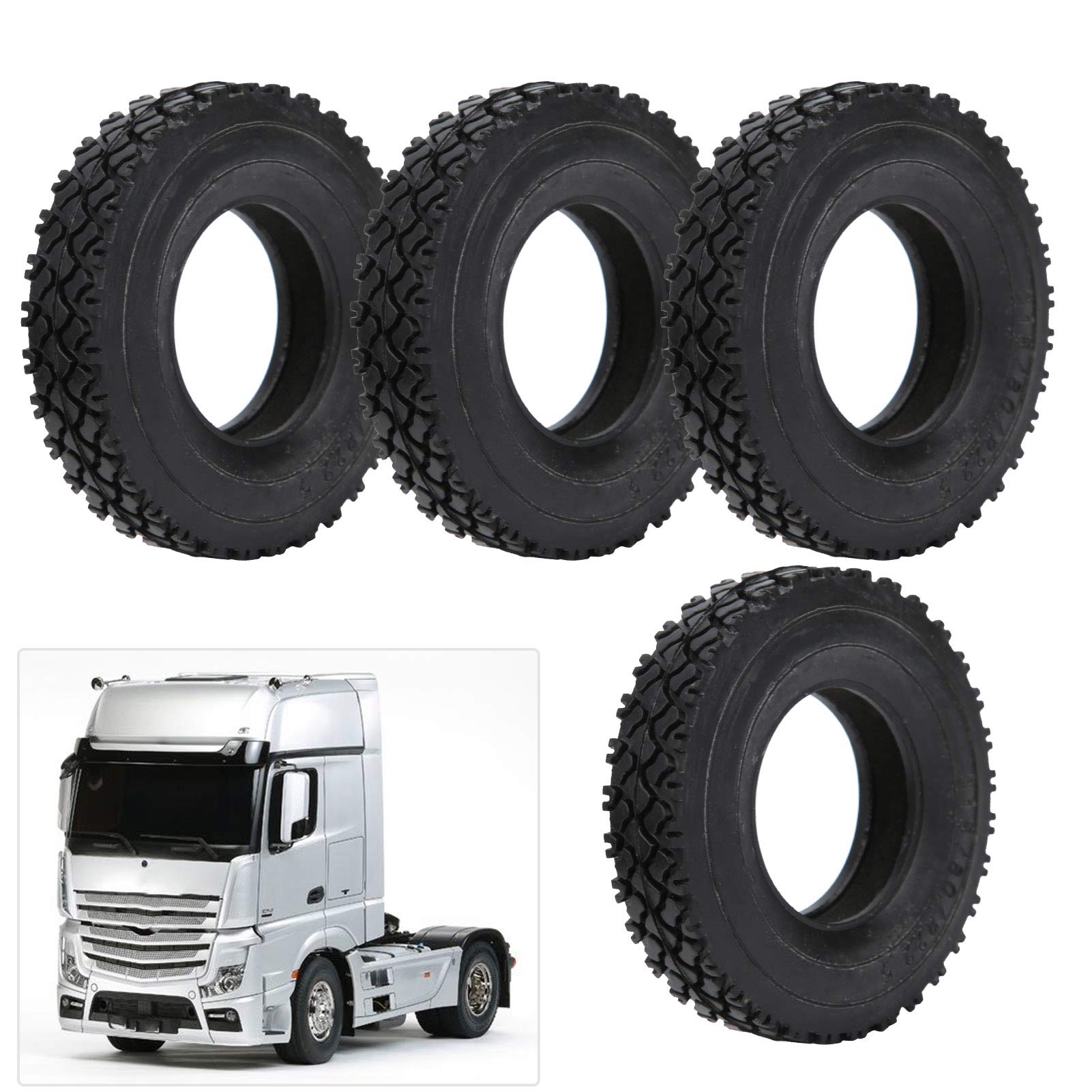 Set Di 4 Pneumatici In Gomma Con Spugna Per Auto RC 1/14: Antiscivolo, Diametro 85mm, Compatibili Con Tamiya Tractor Truck