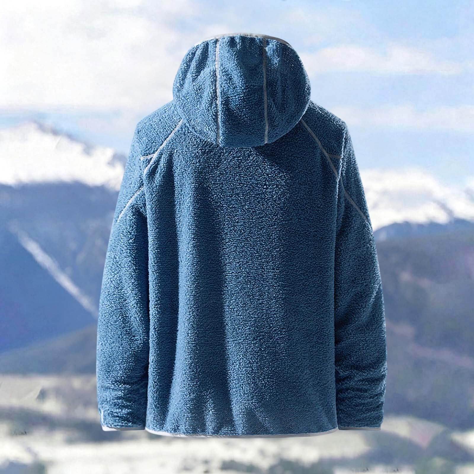 Fleecepullover Herren Winter Sweatshirt Dicke Fleece Hoodie Teddyfleece Thermo Hoody Doppelseitige Fleece Pullover Warm Plüsch Herrenpullover Oversize Winterpullover Freizeit Kapuzenpullover S-XXL