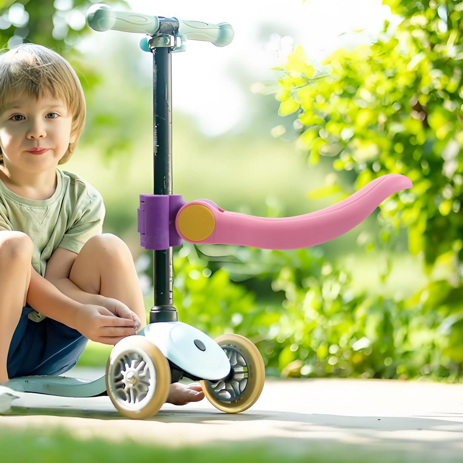 Asiento para Scooter Infantil de Plástico Rosa, Accesorio Portátil Fácil Instalación para Viajes y Uso al Aire Libre