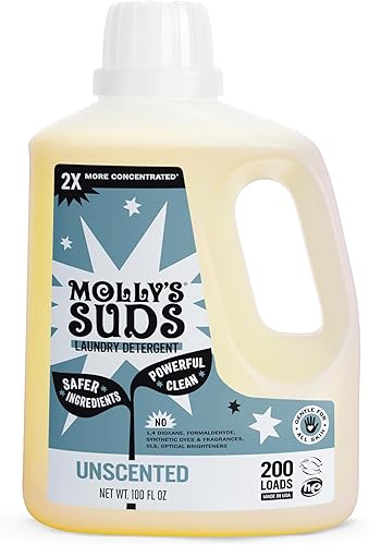 Vista 21 de Molly's Suds Detergente líquido para la ropa, jabón detergente natural para la ropa para pieles sensibles, concentrado 2 veces y de alta eficiencia