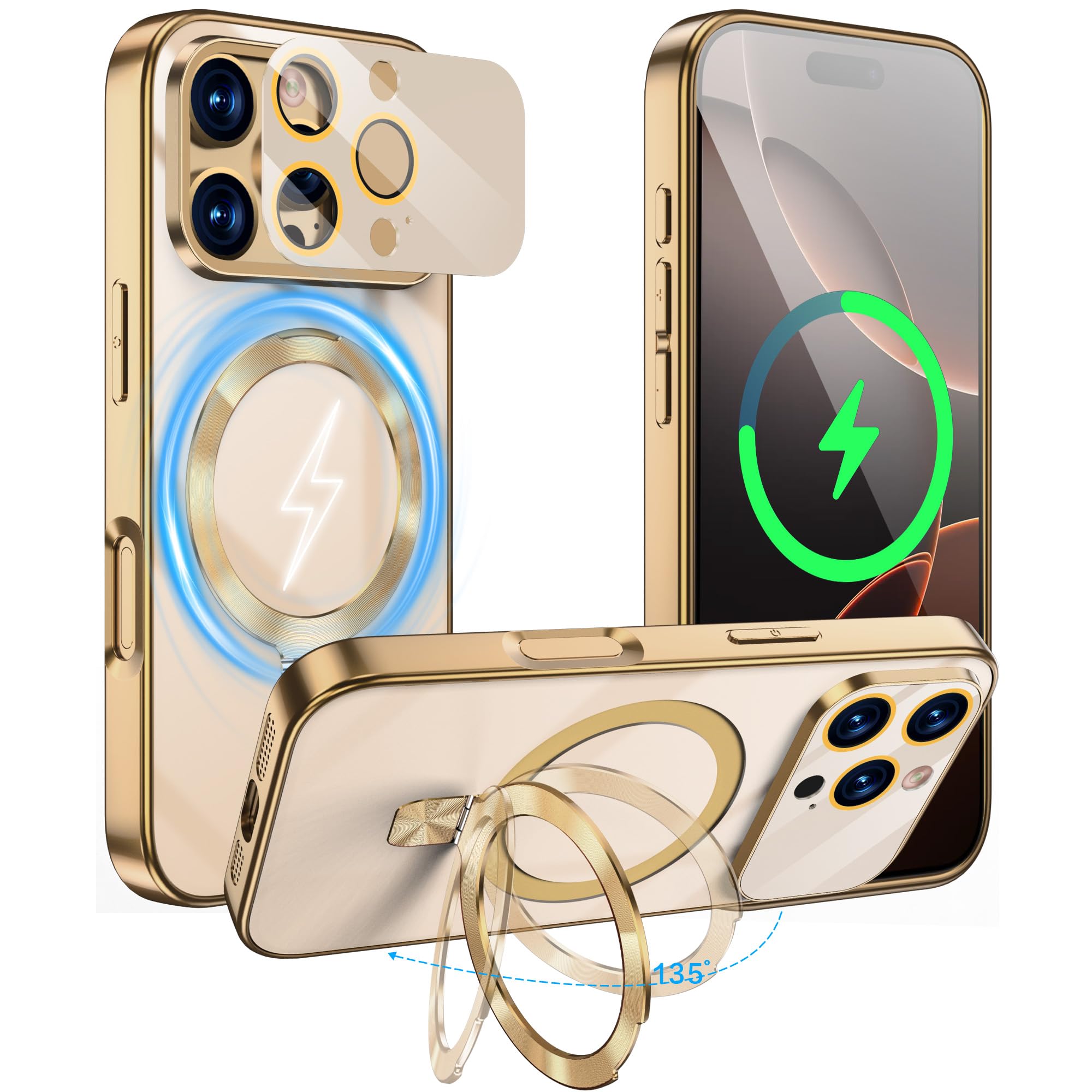 iPhone 16 pro ケース Magsafe対応 スタンド付き カメラ全面保護