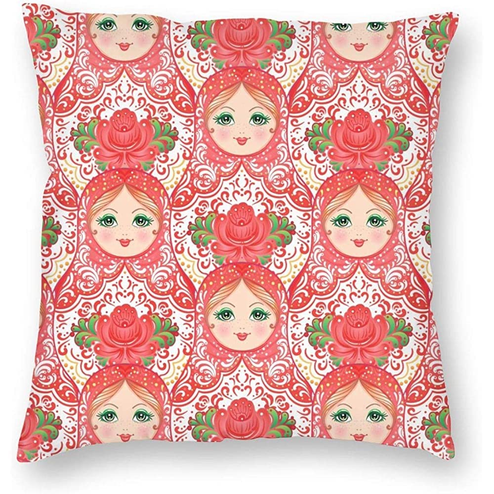 Cushion Cover Russian Nesting Doll With Flowers 45X45Cm Throw Pillow Cover Fashion Pillow Case Funky Pillow Cover For Housewarming Gift Home Decorative Office