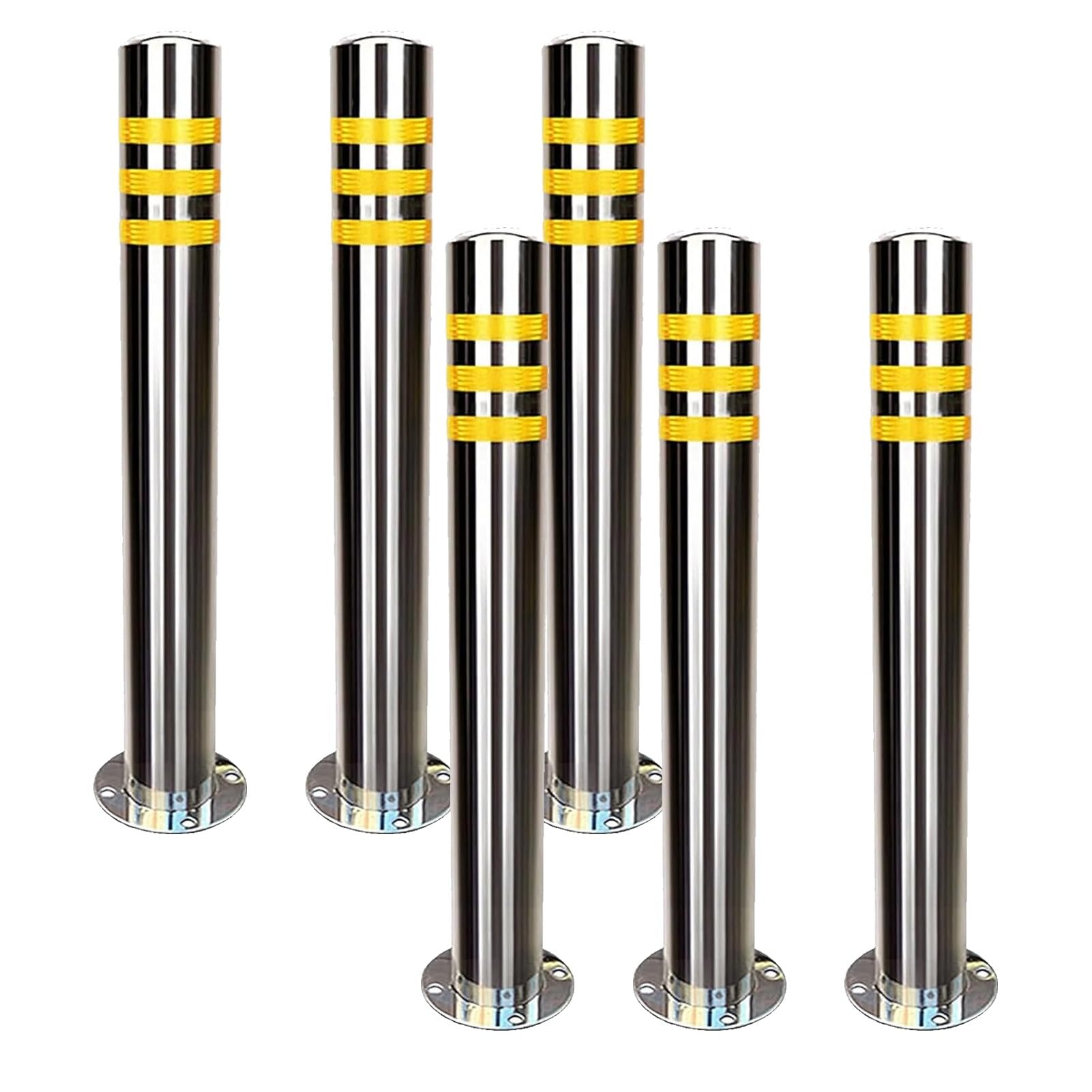 HCZKIUJY Driveways Stainless Steel Safety Bollard Post, Traffic Delineator Pole, Security Driveway Bollard Post, Delineator Post, for Parking Lots & Driveways,75CM 1pcs (75CM 6pcs)