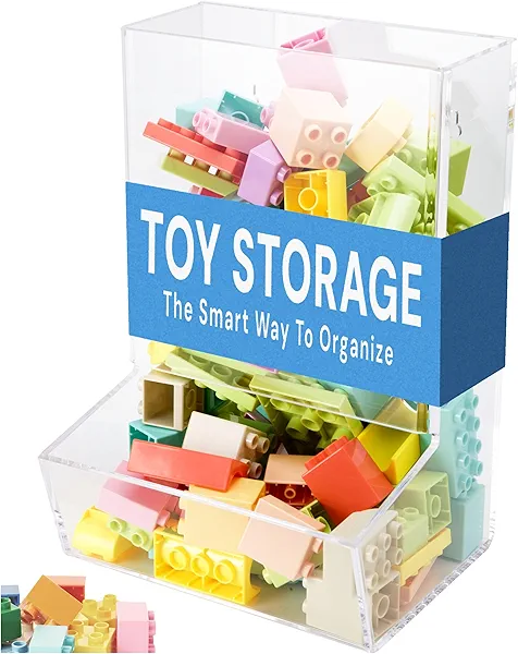 SimplyImagine Hanging Acrylic Toy Dispenser Single Divided for Home Organization and Storage - Clear Hanging Storage Bin Acrylic Organizer Wall Mount