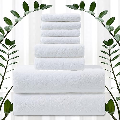 Juego de 8 toallas de baño extra grandes, 2 toallas de baño grandes de gran tamaño, 2 toallas de mano, 4 toallas pequeñas, microfibra suave y de
