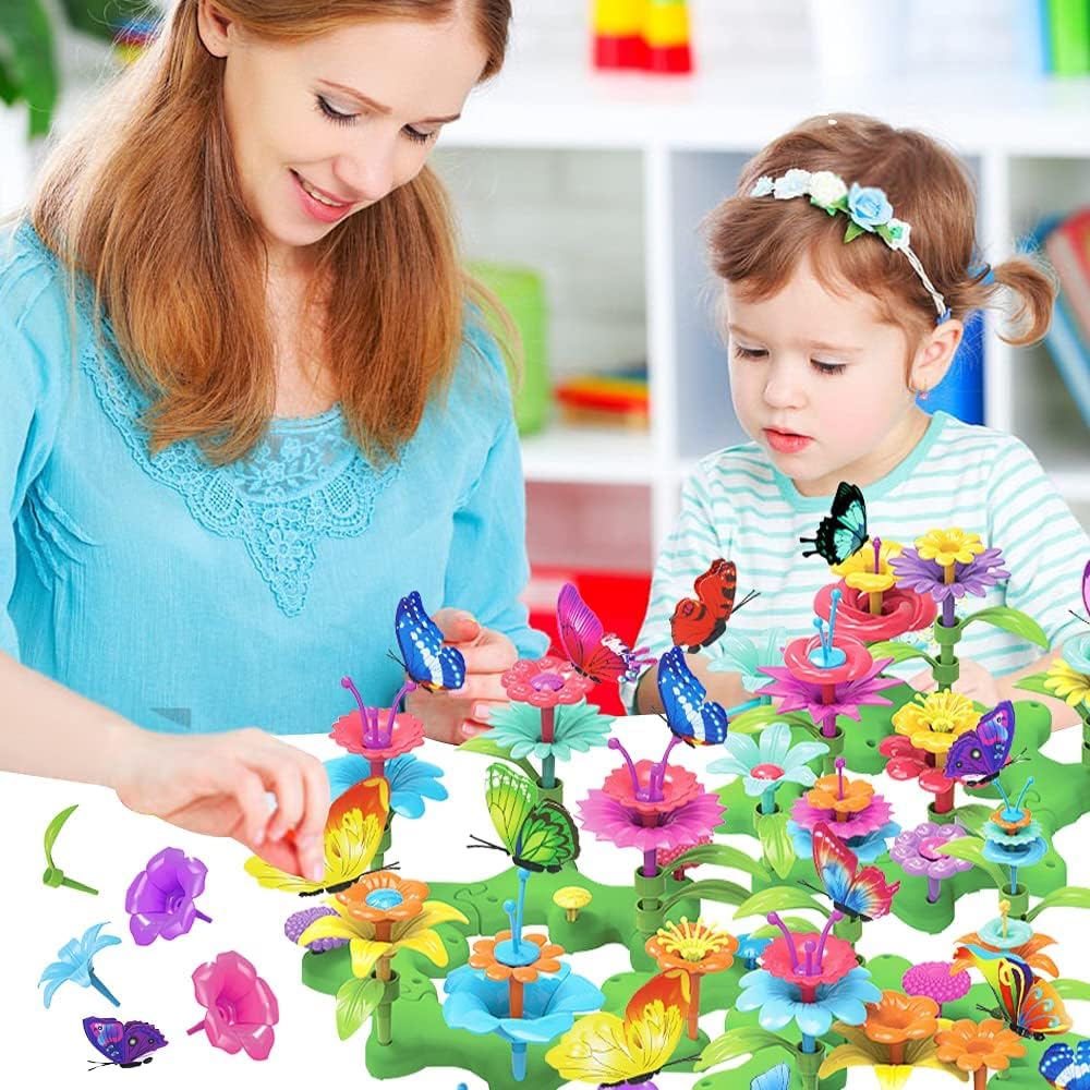 Flower Garden Building Sets for Kids, 108pcs DIY Construction Blocks