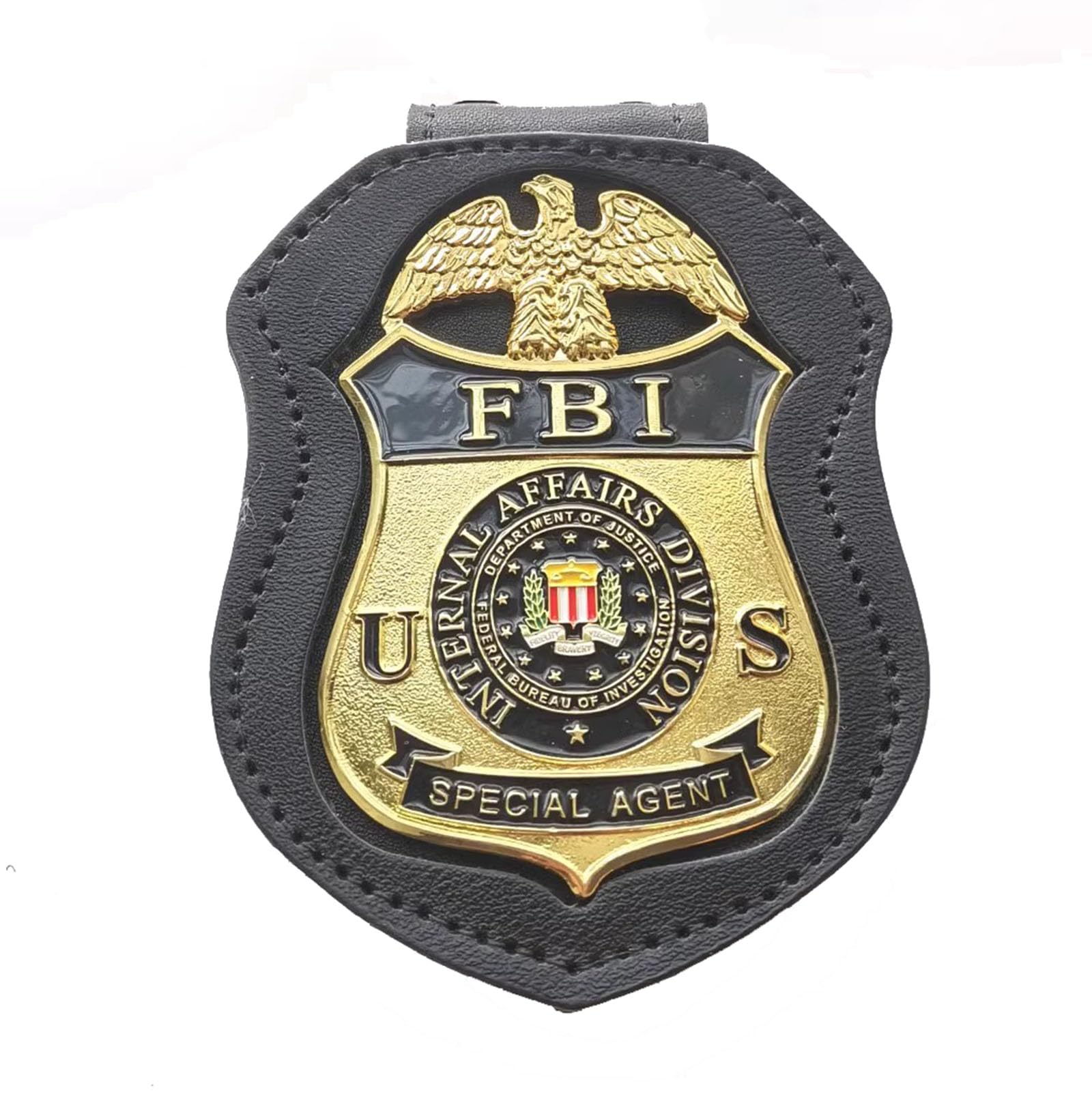 DOGOZ US FBI Internal Affairs Division Special Agent Badge with Inlaid Leather Case,Costume Decoration Prop
