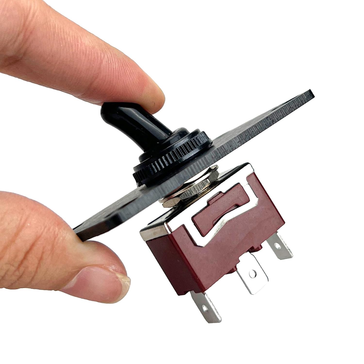 3 Way On/Off/On Toggle Tilt Switches 12V 15A for Marine Boat, Trim Switch Momentary Up Down 3 Position Control Waterproof Cap, Transfer Switch with Mounting Plate(1-3/4"" W X 2-1/2"" H)