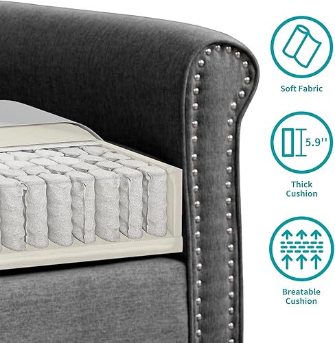 Miniatura 5 de BALUS Sofá biplaza tapizado para sala de estar, muebles modernos con cojín de 5.9 pulgadas de grosor para apartamento, sala de estar, dormitorio,