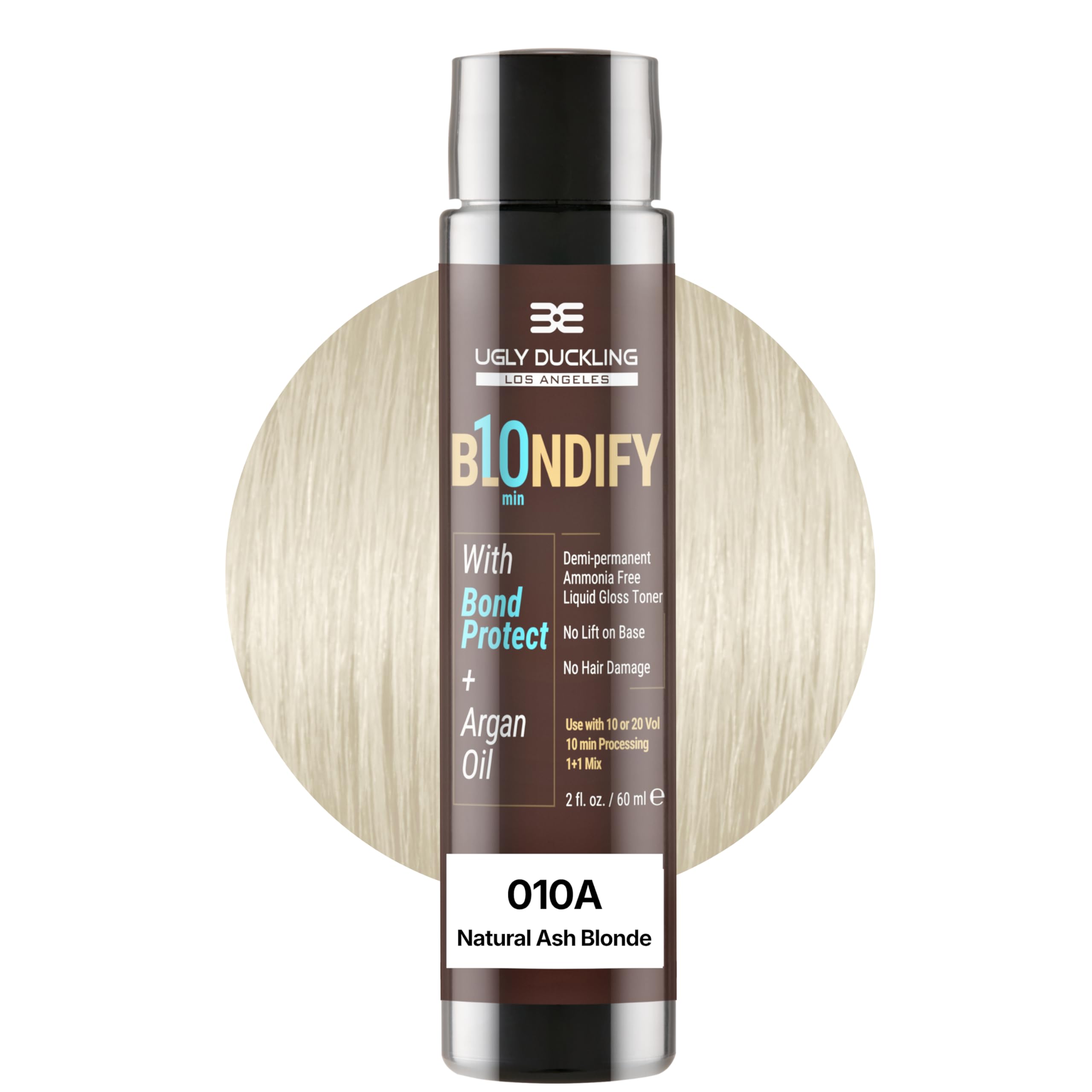 Ugly Duckling Blondify Natural Ash Blonde Toner 10A with Bond Protect & Argan Oil, Neutralizes Brassy Yellow Tones, No Lift Formula for Pre-Lightened