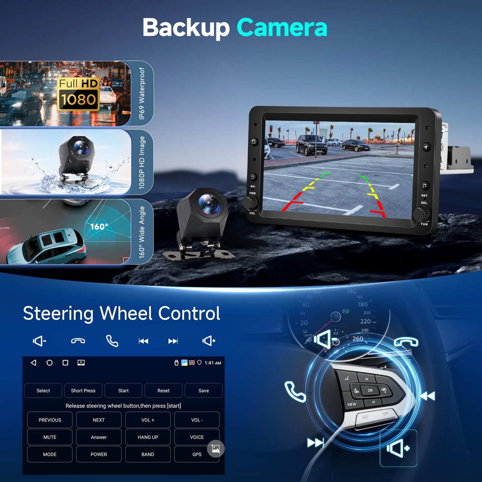 Hodozzy 4GB+64GB Android Autoradio per Alfa Romeo 159 2004-2011 Carplay Android Auto Wireless, 7 Pollici Touch Screen Auto Stereo 1 Din GPS Navigazione WiFi, Bluetooth DSP, FM/RDS Radio+Retrocamera