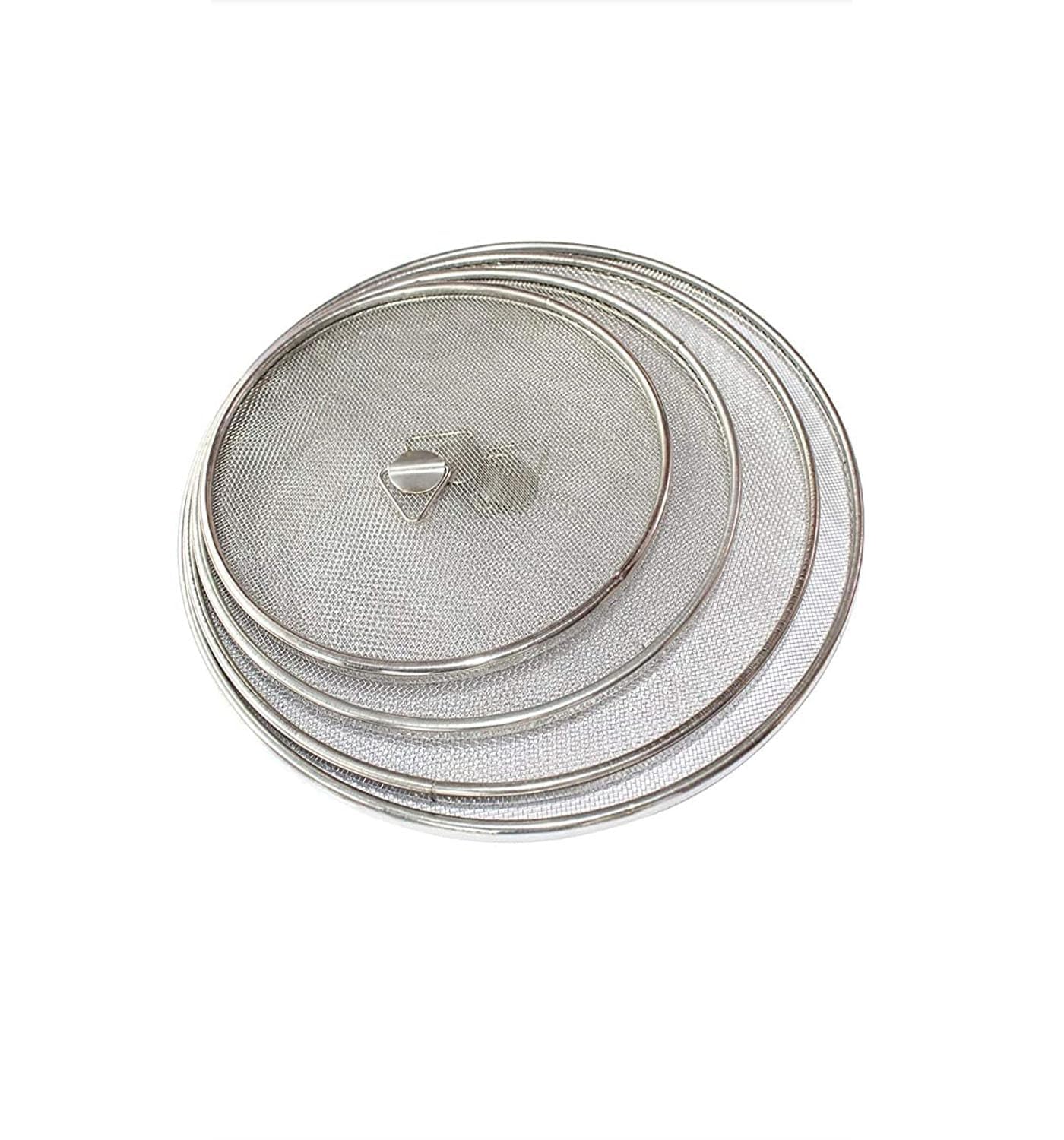 Stainless Steel Vessel Net Cover Lid For Fruits Milk Food For Kitchen And Dining Table, Pack Of 4 (6,7, 8, 9 Inch), Multipurpose Strainer - Silver-picture-28