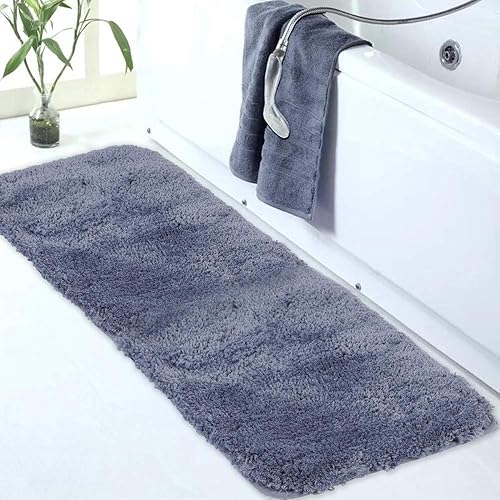 Walensee Large Bathroom Rug (24 x 72, Blue) Extra Soft and Absorbent Shaggy Bathroom Mat Machine Washable Microfiber Bath Mat for Bathroom, Non Slip Bath Mat, Luxury Bathroom Floor Mats