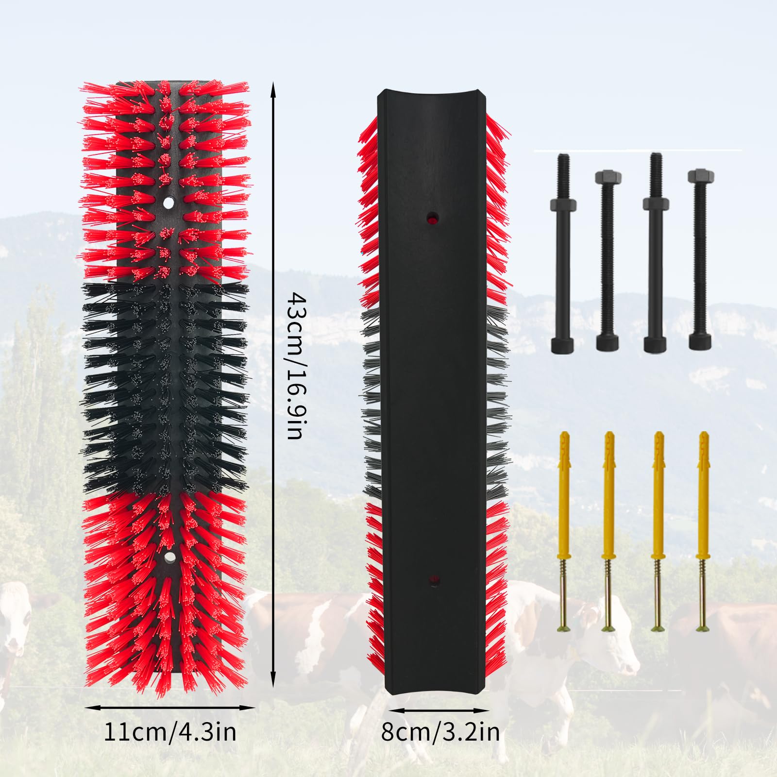 Livestock Scratch Brush With 4 Screws?Animal Back Scratching Brush for Cow,Cattle,Sheep, Horses,Pigs?Massage Grooming Tool