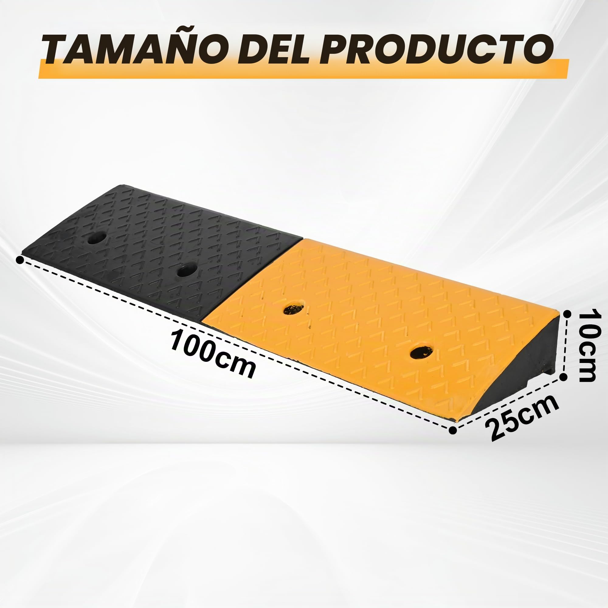 Nisorpa Rampa de goma para bordillos de 10 cm de altura, rampa de umbral para scooters de movilidad, rampas resistentes para coches, sillas de ruedas, puertas, escalones, acera, 100 x 25 x 10 cm