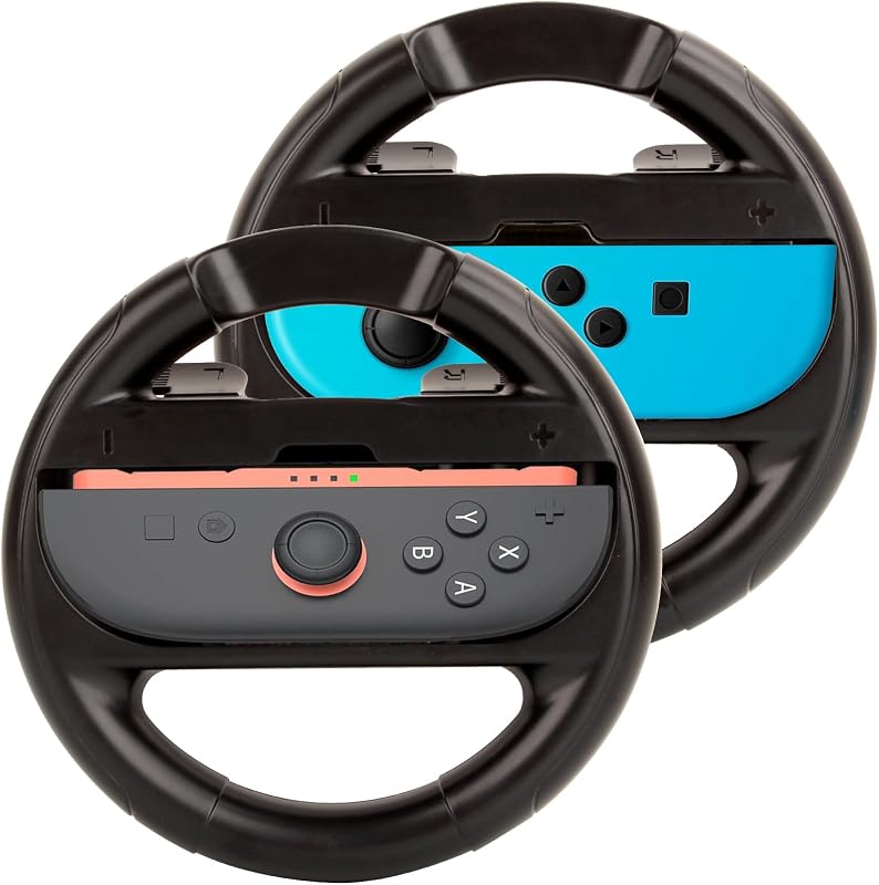 Lyvix Racing Steering Wheel for Nintendo Switch, Switch 2 & OLED Joy-Con | Ergonomic quick-release grips for Switch 1, Switch 2 & OLED, compatible with Mario Kart World 2025, ideal holiday gaming gift
