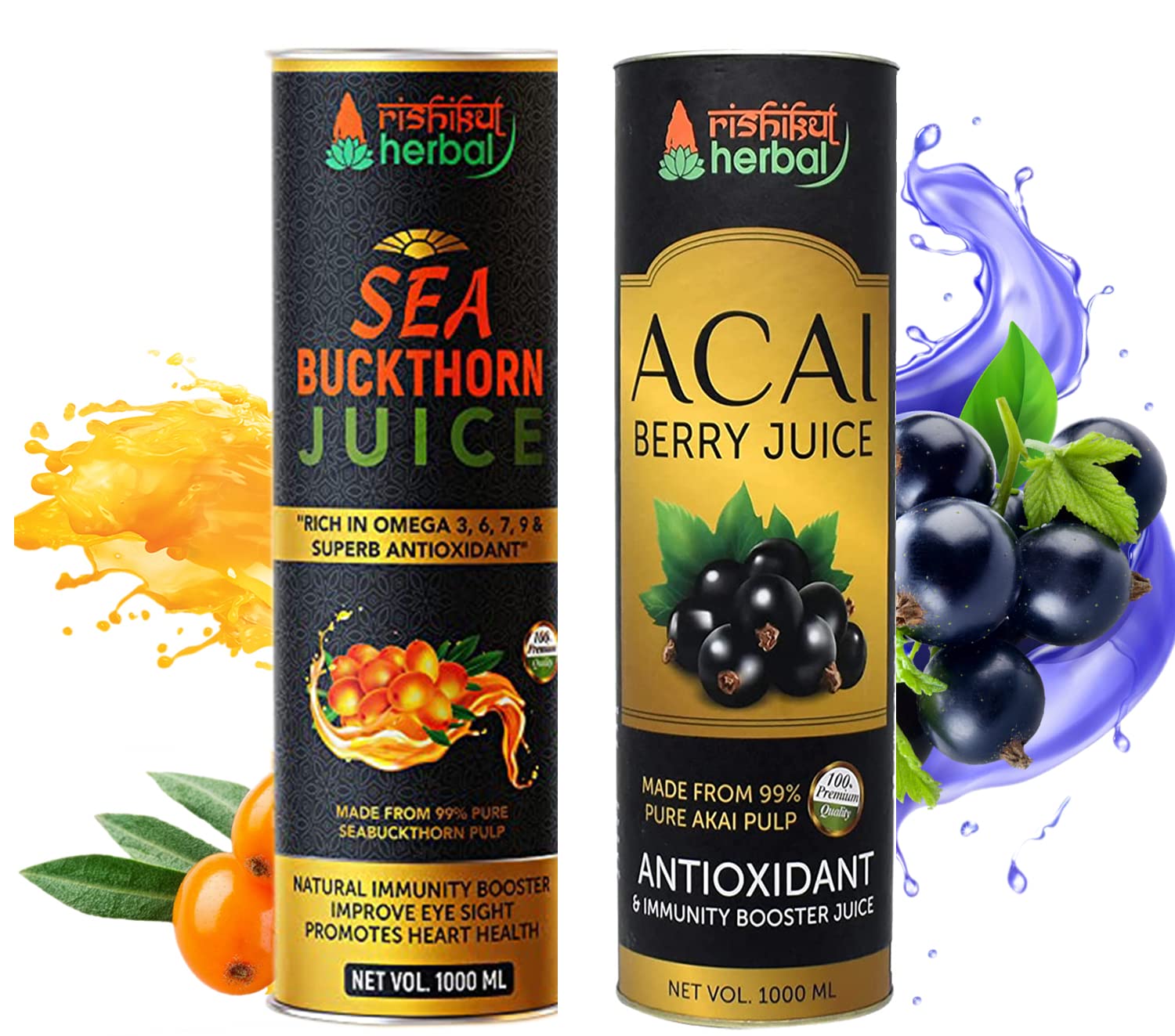 RISHIKUL HERBAL Acai Berry & Sea Buckthorn Natural Juice Himalayan