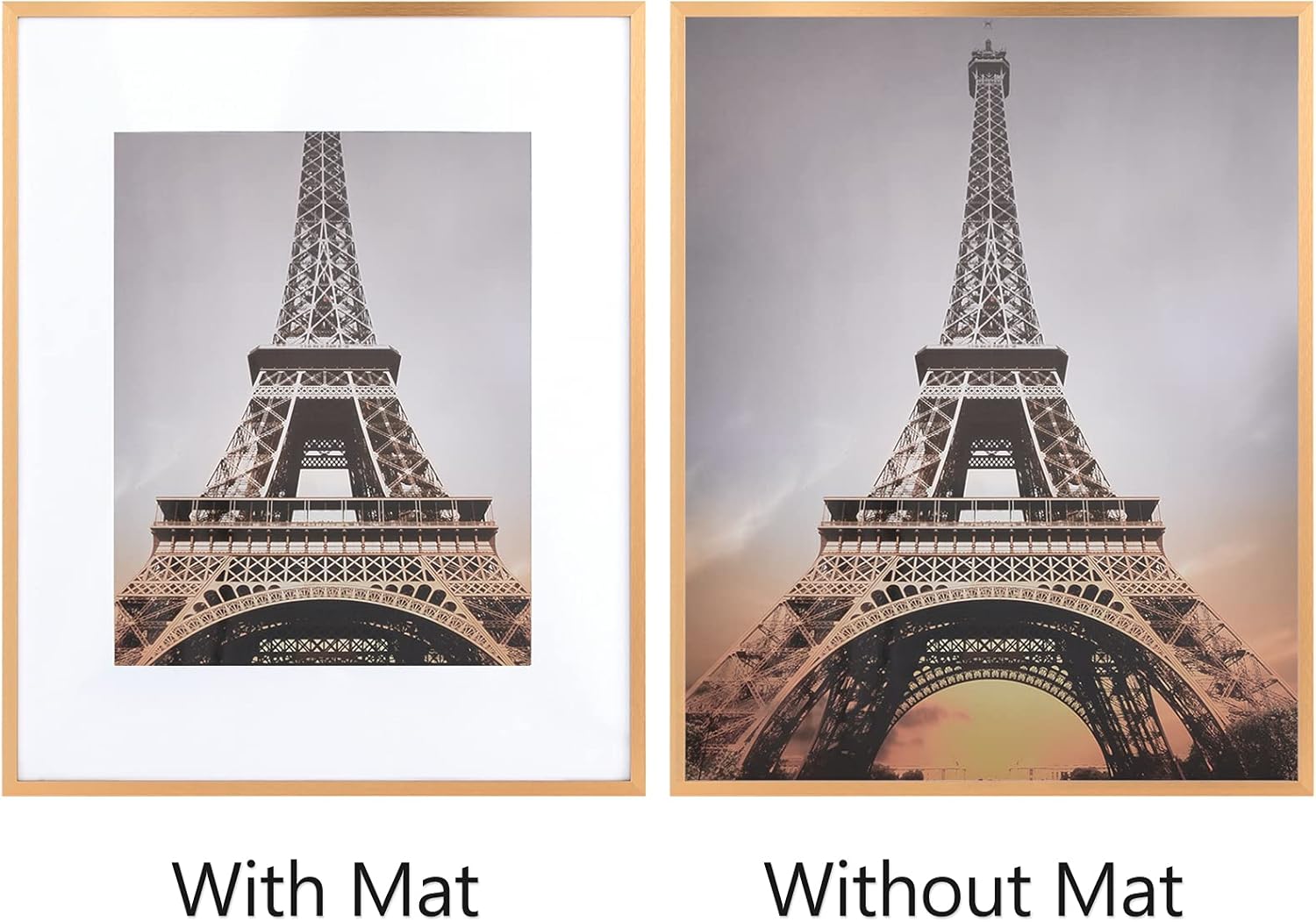 16x20 Picture Frame, Displays 11x14 Photo with Mat or 16x20 Poster without Matted, Royal-Gold Aluminum Frames Metal Wall Collection Plexi-Glass -