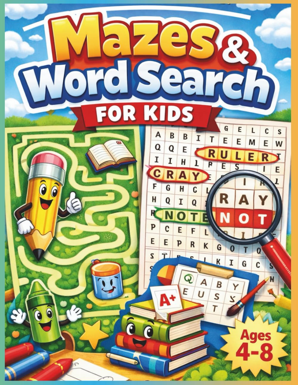 Mazes & Word Search for Kids: 100 Activities for Kids: 50 Mazes, 50 Word Search Puzzles, Coloring Pages & Fun Facts for Kids Ages 4–8