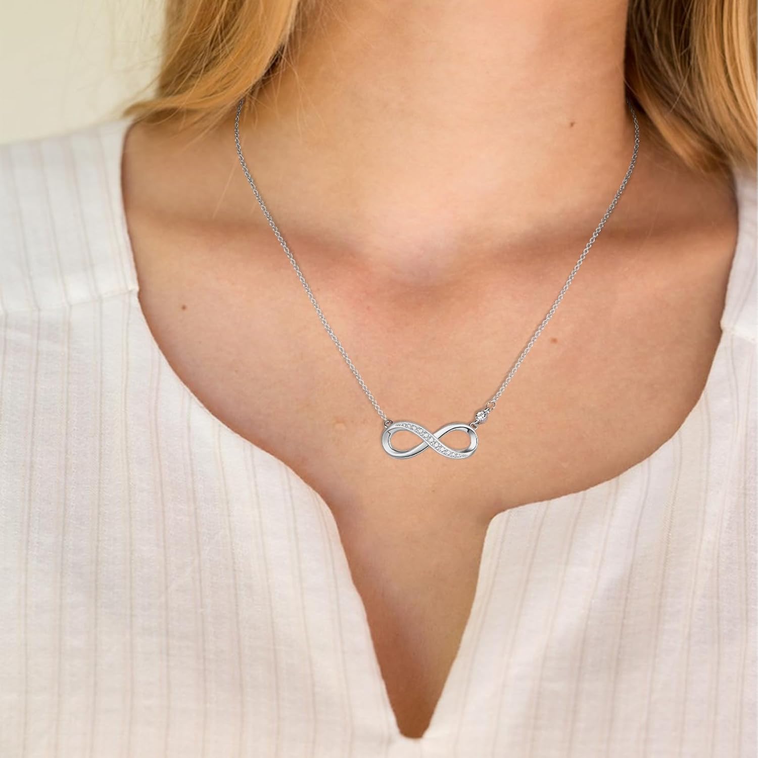 Necklace Gifts for Women Girls, Silver Infinity CZ Necklaces Gifts for Daughter Granddaughter Niece Sister Friend, Birthday Christmas Graduation Mothers Valentines Day Gifts Ideas - Image 6