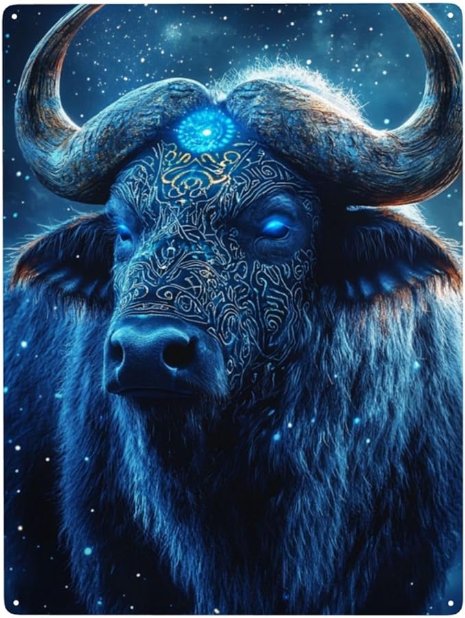 Metal signs Taurus,Tin sign art wall decor poster,for Bedroom,man cave,cafe,living room,office,Exquisite artistic plaque,Practical Indoor Decoration,Stunning Artwork,12x16 inch