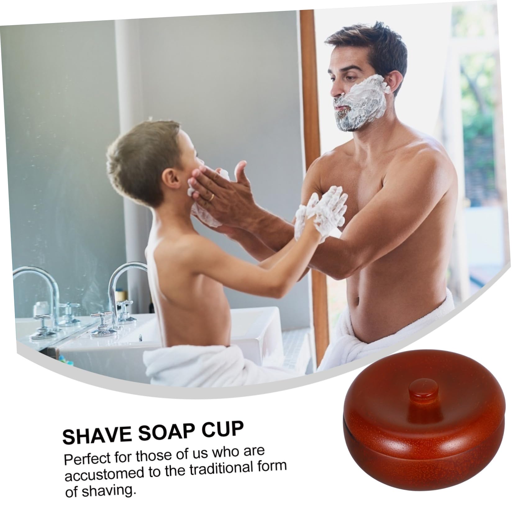 MAGICLULU Bol à Raser Bois avec Couvercle Boîte à Savon pour Hommes Pot à Blaireau pour Barbe Gobelet de Rasage Accessoire de Nettoyage pour Rasoir