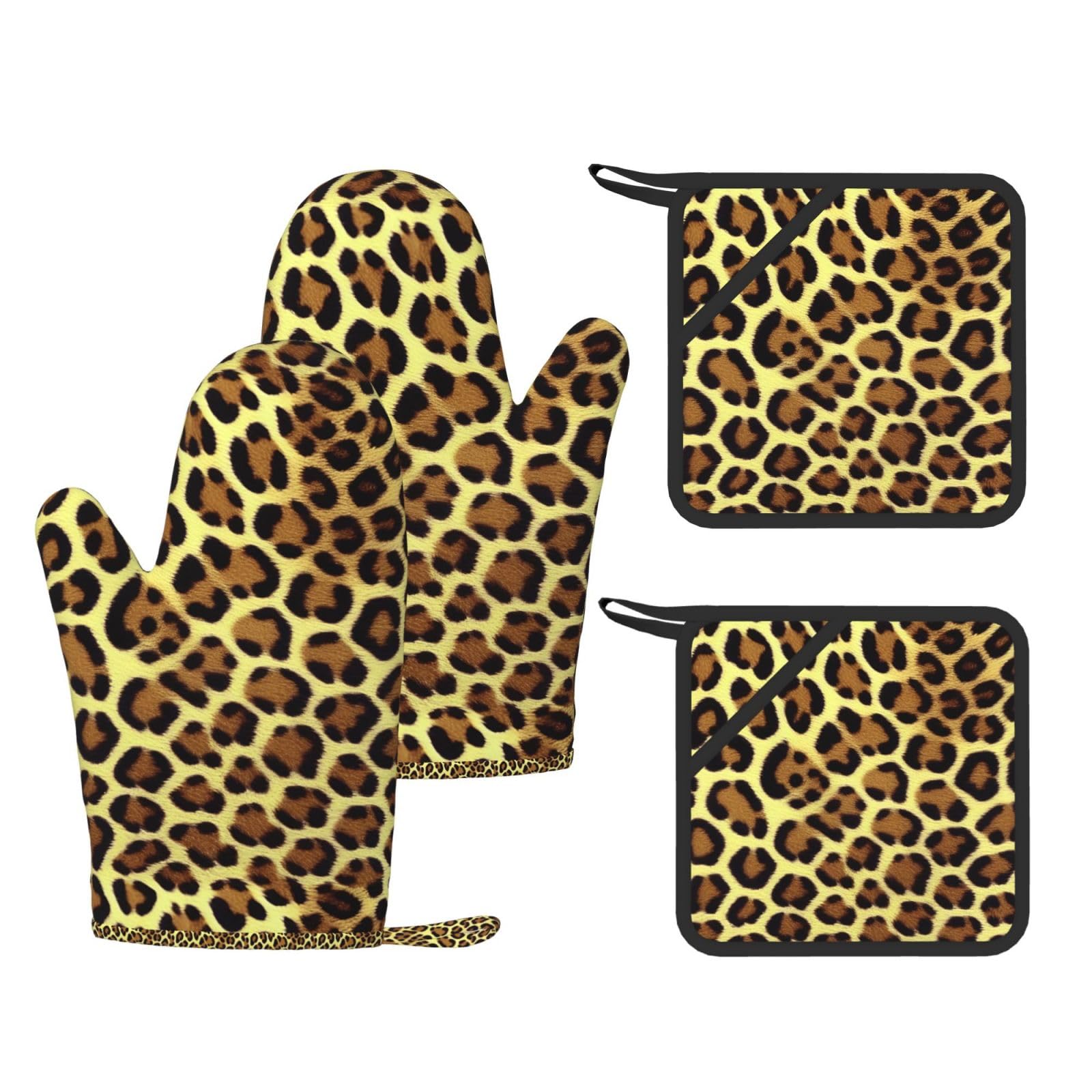 Giraffe Print Print Kitchen Heat Resistant Set,Cooking Kit With Hanging Loop For Baking & Bbq
