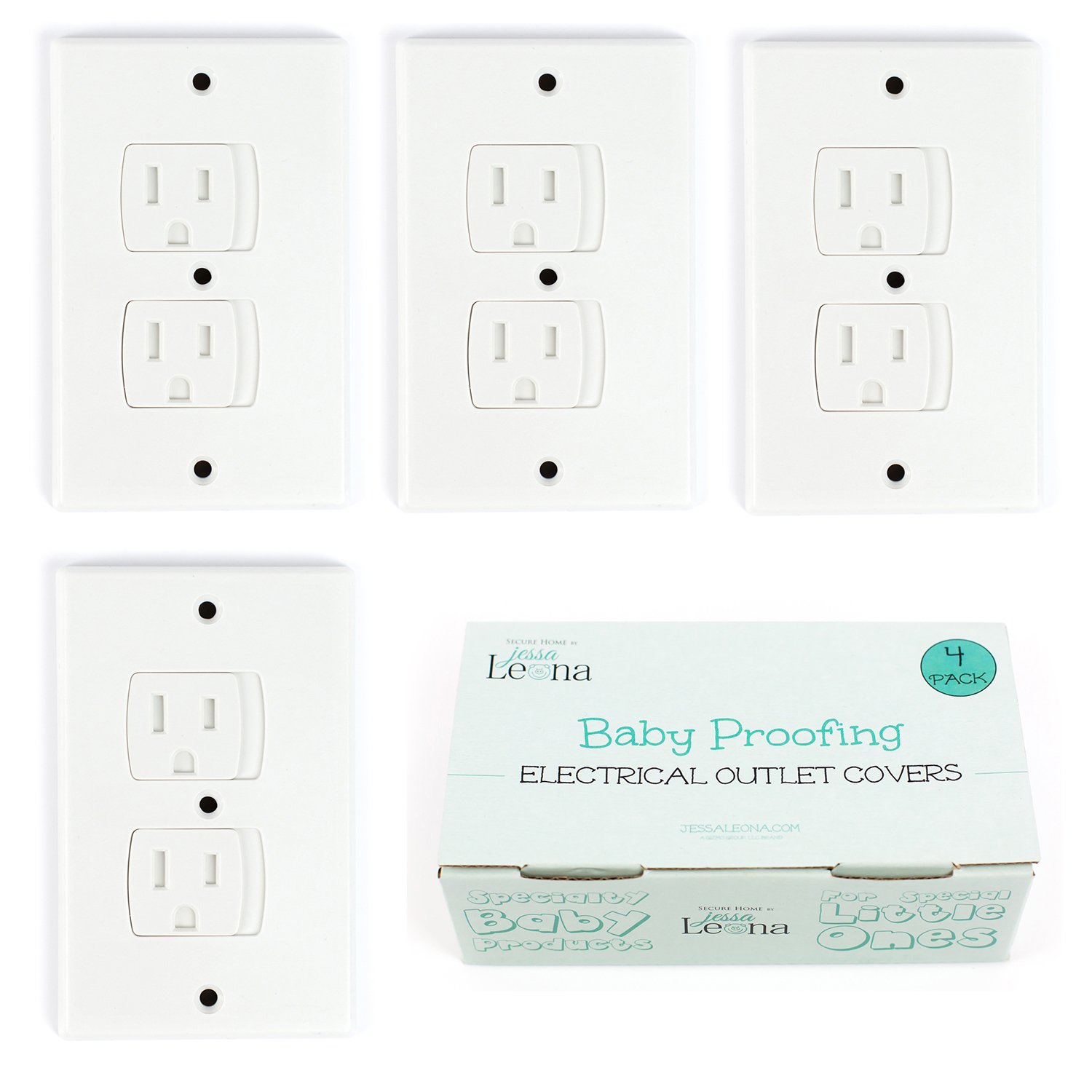 Self-Closing Electrical Outlet Covers for Baby Proofing | Automatic Sliding Electrical Safety Covers | Socket Plugs Alternate (4 Pack, White)