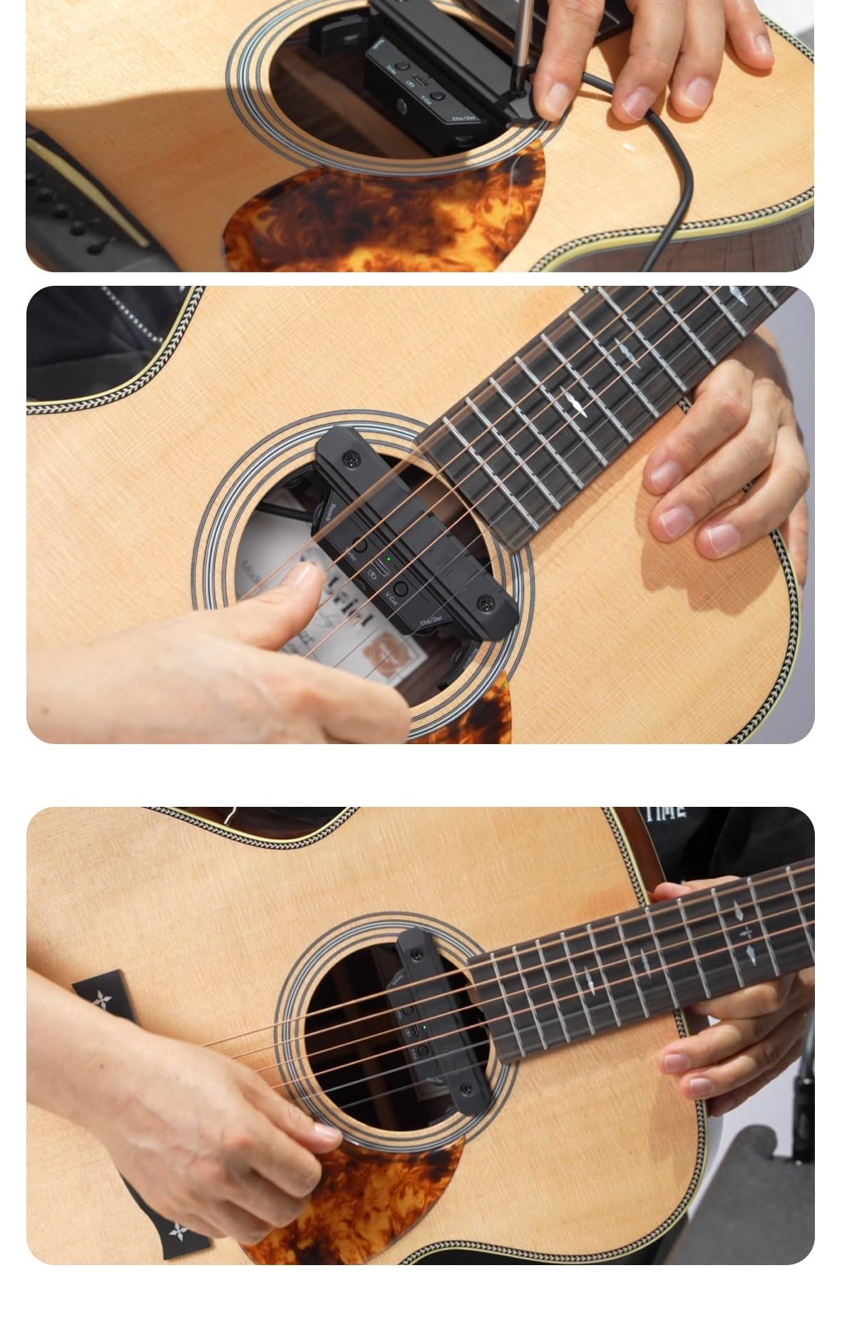 Pickup per chitarra folk nessun bisogno di forare il ricevitore di vibrazione un pulsante di disattivazione Pickup Chitarra Acustica