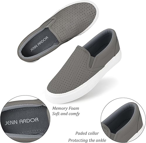Vista 3 de JENN ARDOR Zapatos deportivos sin cordones para mujer, zapatos casuales perforadosacolchados, zapatos planos de moda para caminar