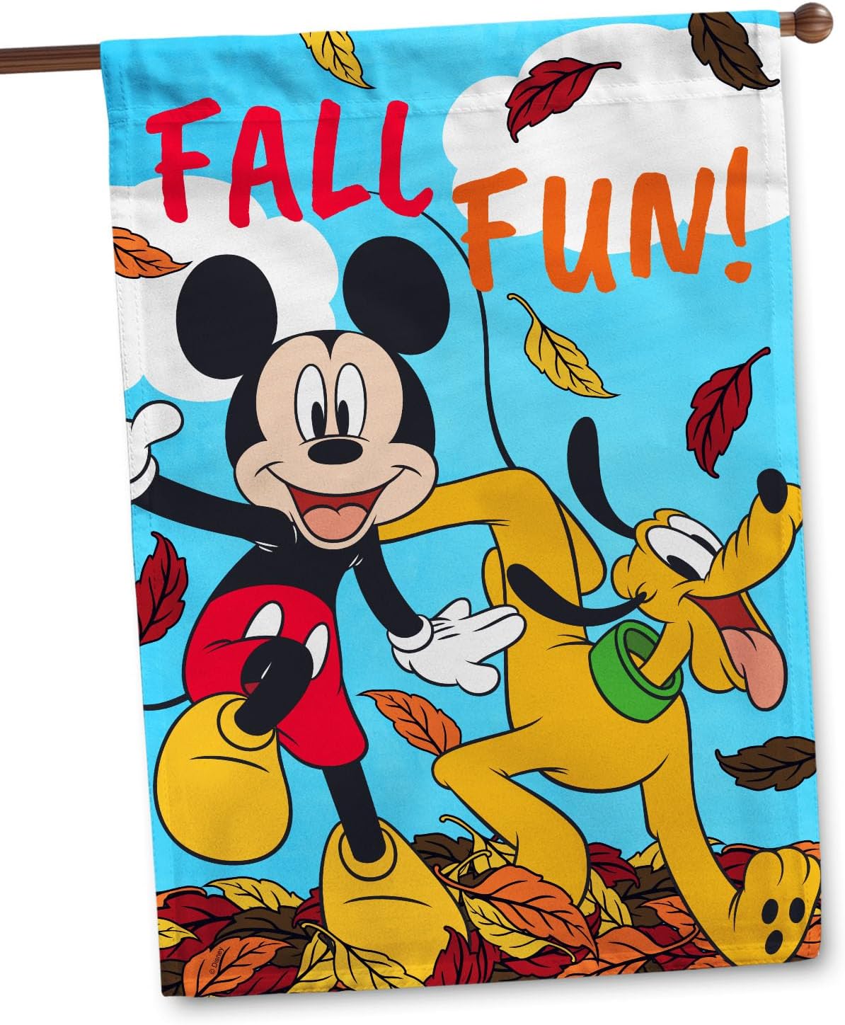 Flagology.com, Disney Fall Fun Mickey and Pluto – House Flag 28" x 40", Exclusive Fabric, Officially Licensed Disney, Fall