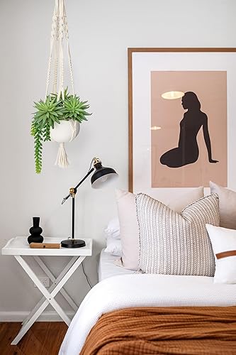 Miniatura 5 de Briful Suculentas artificiales colgantes en maceta de cerámica de 29.5 pulgadas, cadena falsa de perlas colgantes con maceta de macramé colgante