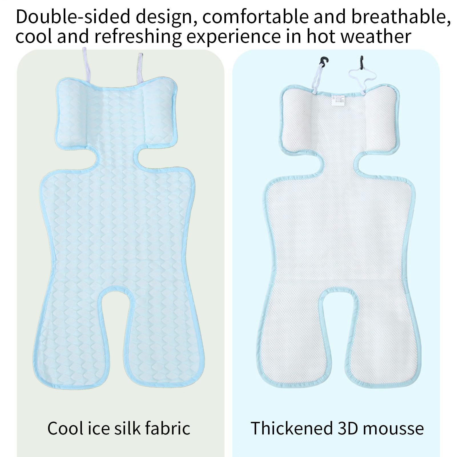 cStroller Kühlkissen für Babys, wiederverwendbare Kühlmatte, 1200D Eisseide und 600D Eisseide, verwoben, atmungsaktiv, Kühlkissen, ideal für Kinderwagen, Kindersicherheitssitz und Kleinkinderhochstuhl