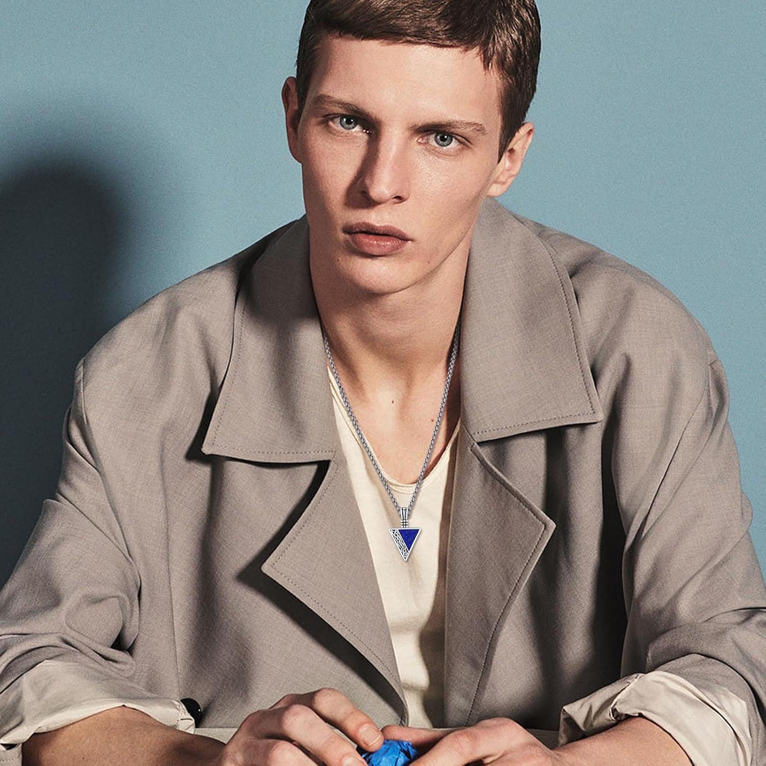 REDSUN Viking Pendant Necklace 925 Sterling Silver Celtic Pendant Abalone/Opal/Onyx/Lapis Lazuli/Turquoise Necklace Viking Amulet Jewelry Gifts for Men Women, with Stainless Steel Chain