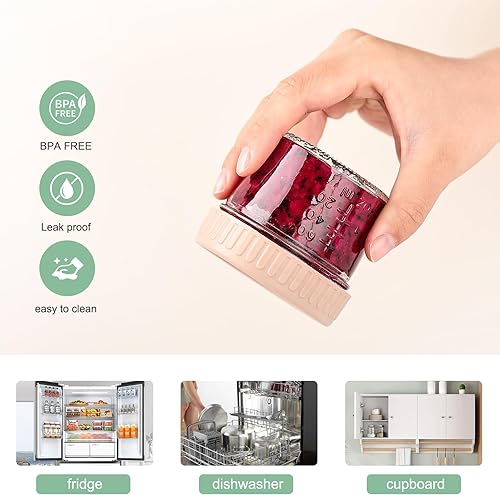 Miniatura 7 de YUNCANG Paquete de 6 tarros de vidrio para almacenamiento de alimentos, 4 onzas, recipientes de vidrio con tapa, aptos para microondas, lavavajillas