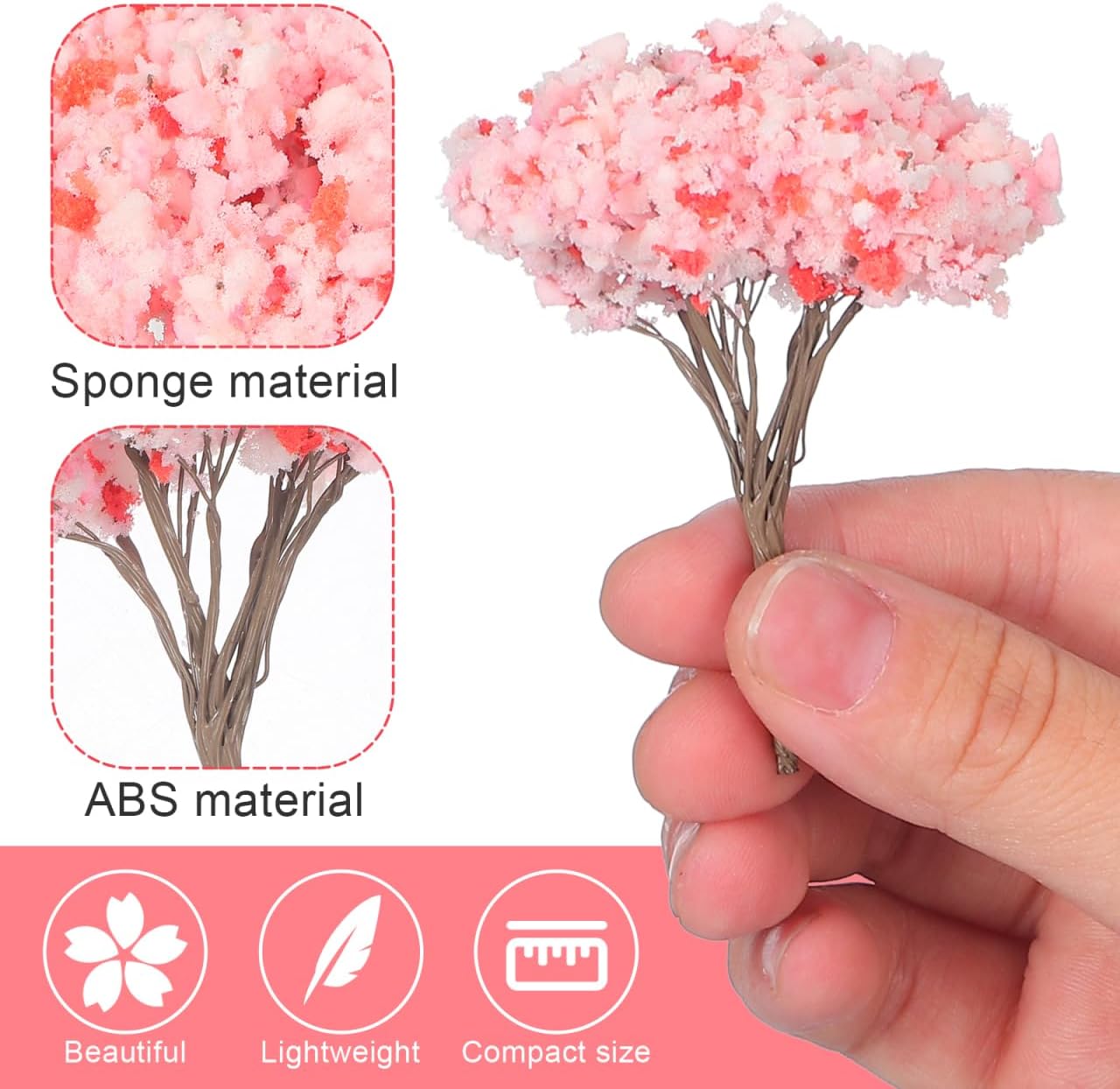 Happyyami 12Pcs Mini Cherry Blossom Trees Model for Diorama Scenery Layout Realistic Plastic Model Trees for Railroad Garden Home Decor and Craft Projects