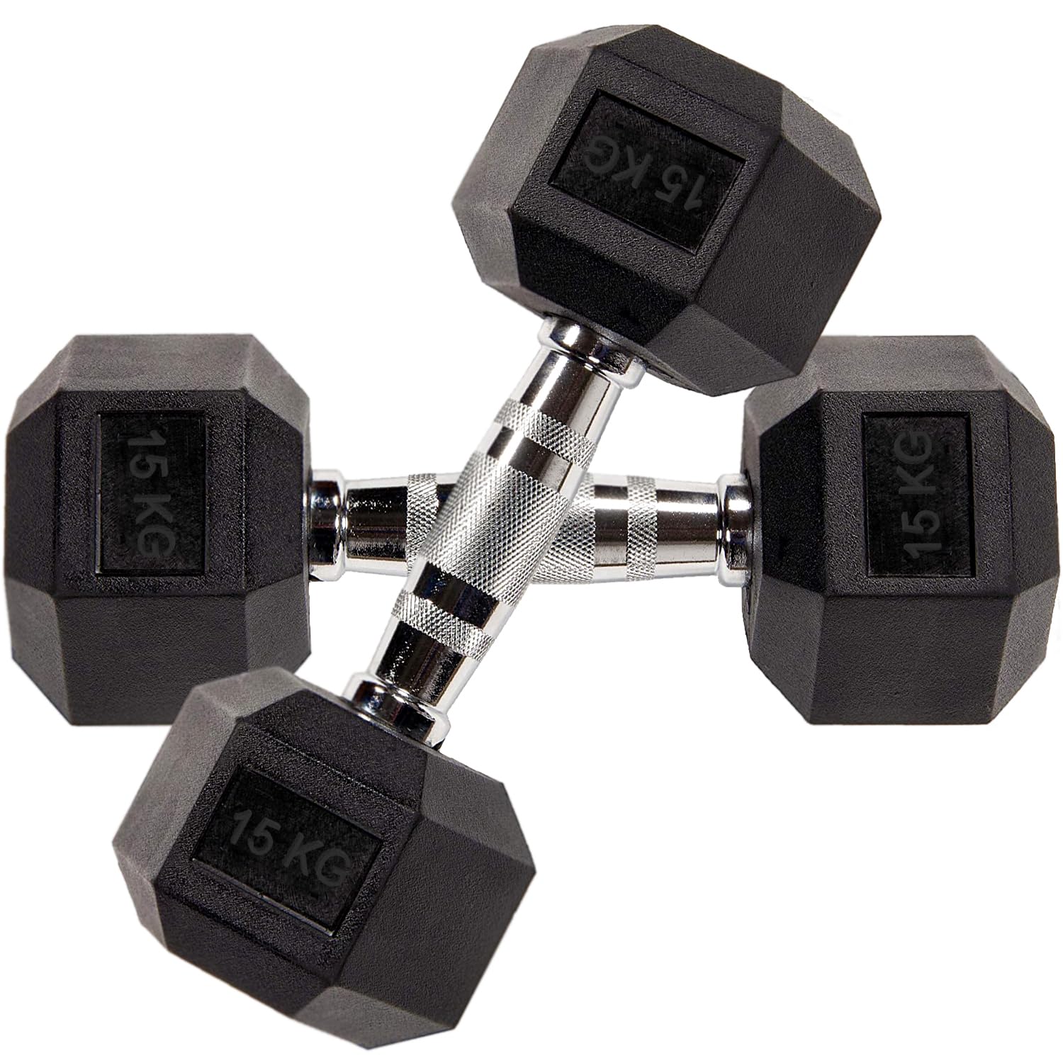 Hex Dumbbells Pair 2.5kg to 60kg Anti-Roll Design Rubber Coated Free Weights Dumbbell Set for Home Gym Strength Training Muscle Toning & Weightlifting — image 1
