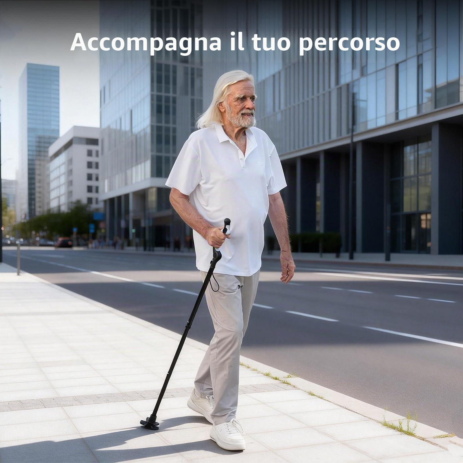 REHAND Bastone da Passeggio Regolabile per Anziani e Adulti – Impugnatura Ergonomica Antiscivolo, 10 Livelli di Regolazione dell’Altezza (101–124 cm), Portata fino a 159 kg