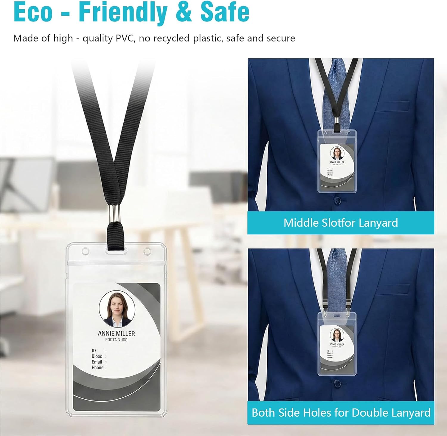 1000 Pack Waterproof ID/Badge Holder Case Resealable Plastic Easy Access Card Holders 2.5X 3.5in for Office Driver's Licenses & Passes