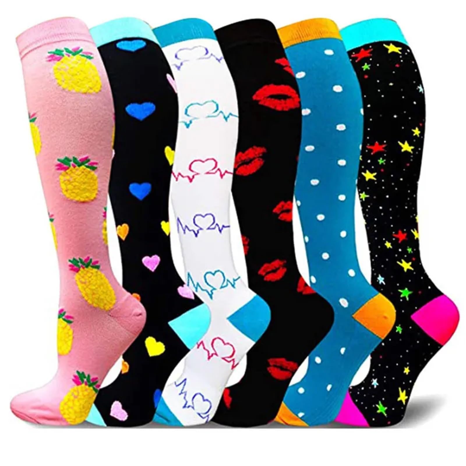 Calze Compressione Calzini A Compressione For Leggings Da Corsa, Da Calcio, Unisex, For Adulti, Edition Network, Calzini Da Infermiere Rossi A Pressione, Da Uomo(MIX006-35,S-M)