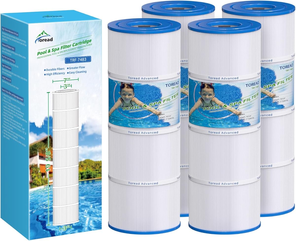 PA81 Pool Filter Replaces Hayward C580E, CX580XRE, Ultral-A3, Unicel C-7483, Hayward SwimClear C3020, C3025, C3030, Filbur FC-1225, FC-6425,4 X 81 sq. ft. Filter Cartridge,L x OD: 19 5/8"x 7"4 Pack