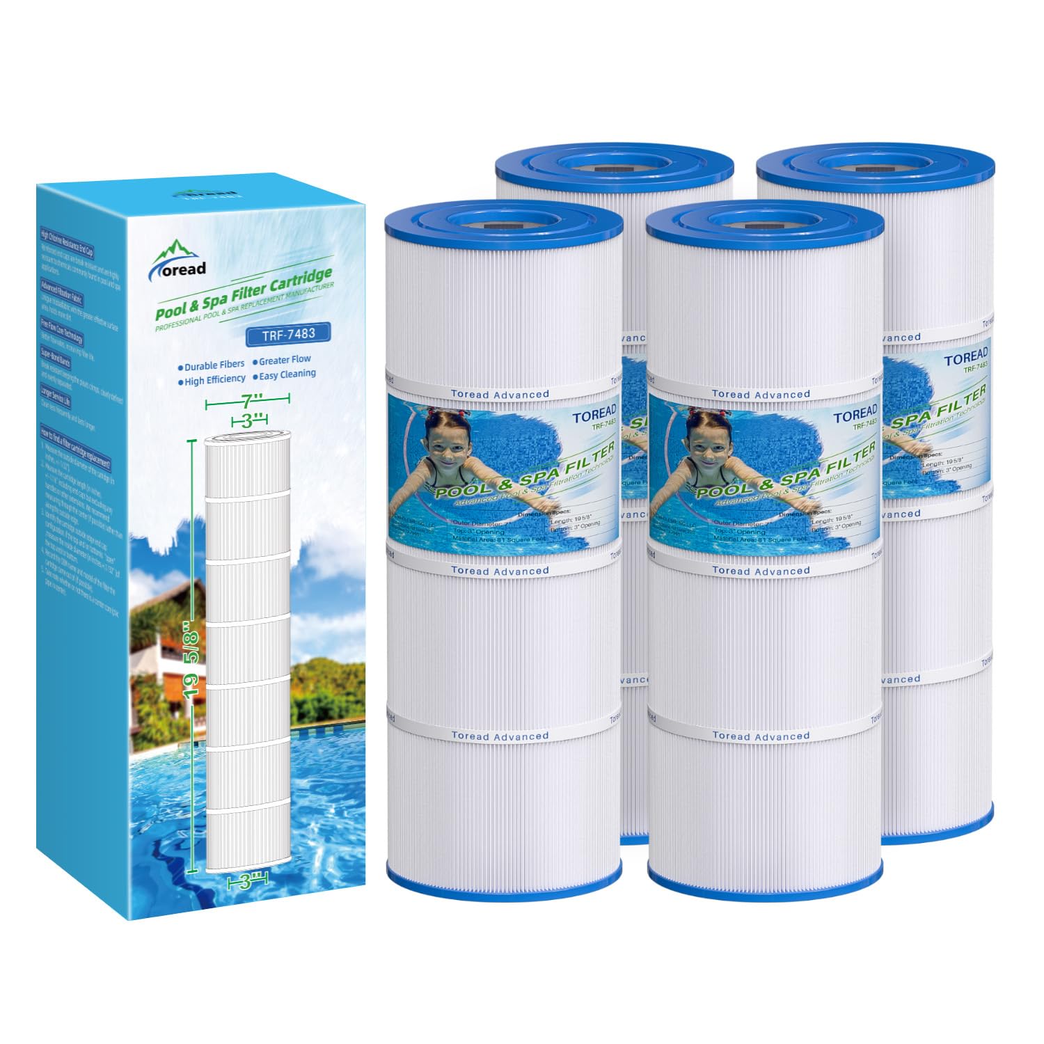 TOREAD PA81 Pool Filter 4-Pack