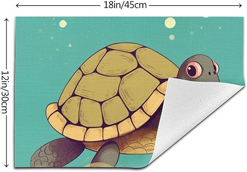 Miniatura 2 de 6 PCS PVC Placemats Set Place Mats I Love Turtle Non-Slip Weave Place Mats 12" x 18" Farmhouse Table Mat Set for Family Dinners Wedding Parties