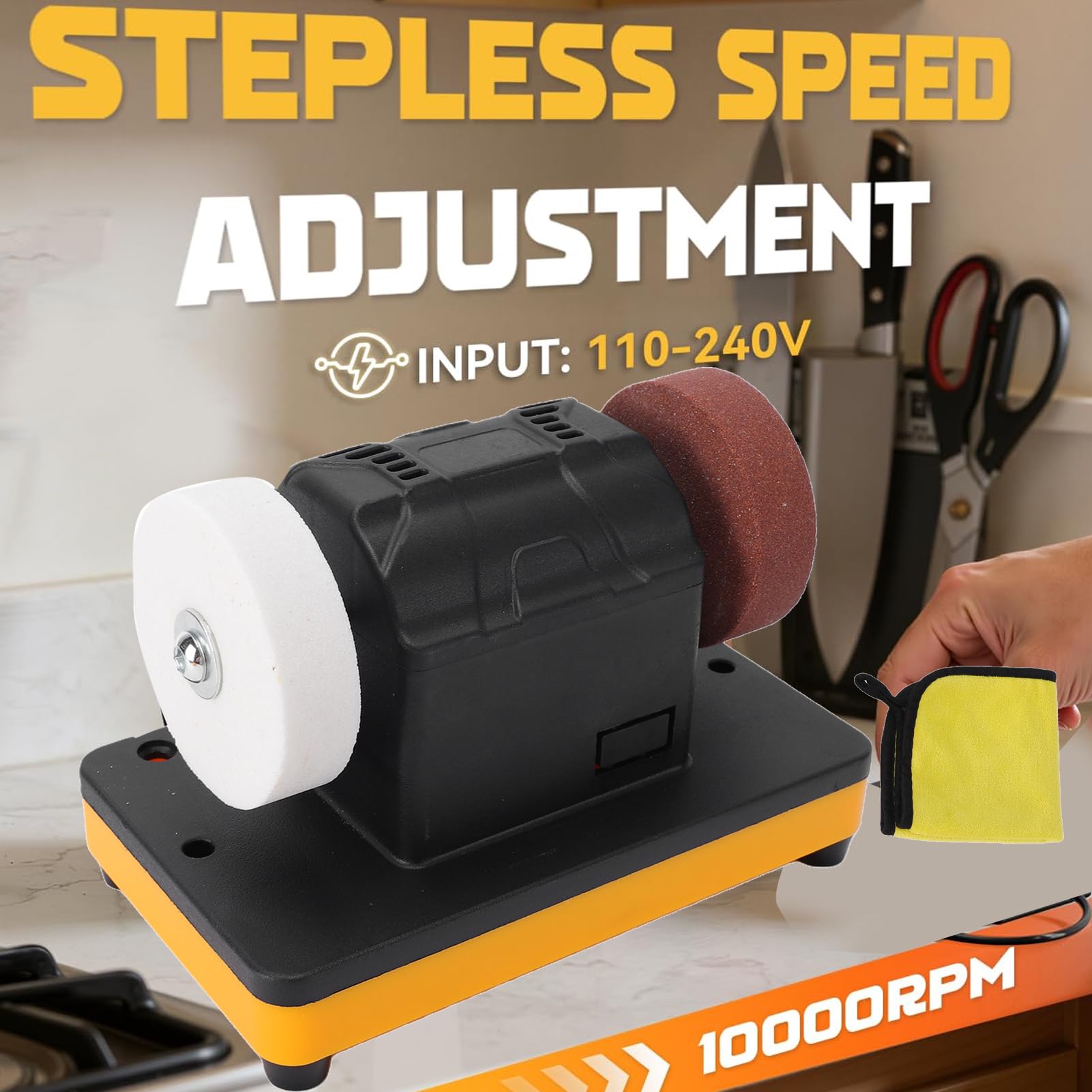 Asixxsix Mini Touret à Meuler, Affûteuse électrique de Table sans Fil à Vitesse Variable, 2000-6000 Tr Min, Batterie 20 V Compatible, for Affûtage D Outils et élimination
