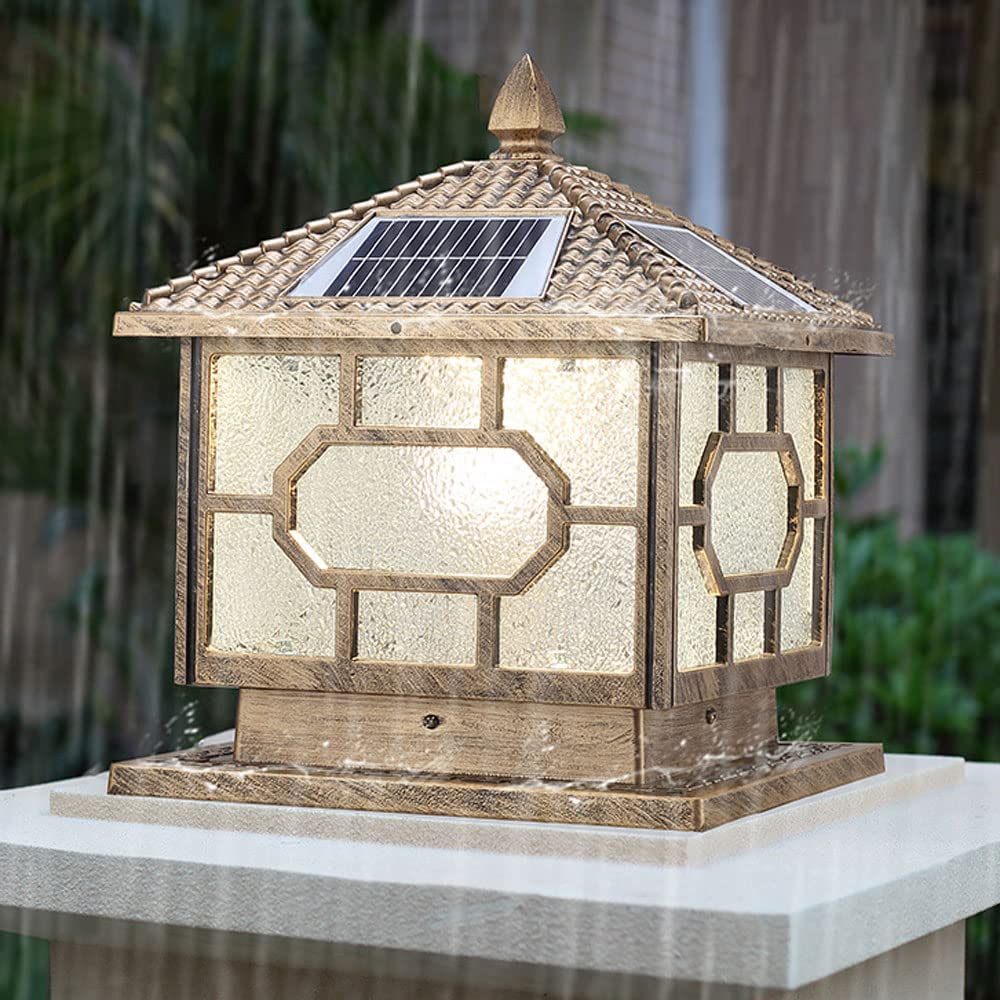 Wodoodporna zewnętrzna lampa solarna IP55, retro, kolumna podwórka, LED, 2 kolory, możliwość ściemniania, dekoracja ścienna, lampion na drzwi do ogrodu willi