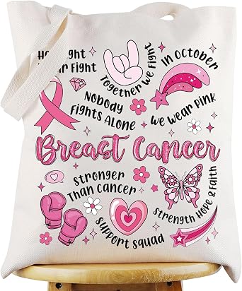 G2TUP Breast Cancer Warrior Tote Bag Breast Cancer Survivor Gift Breast Cancer Shoulder Bag Breast Cancer Merch