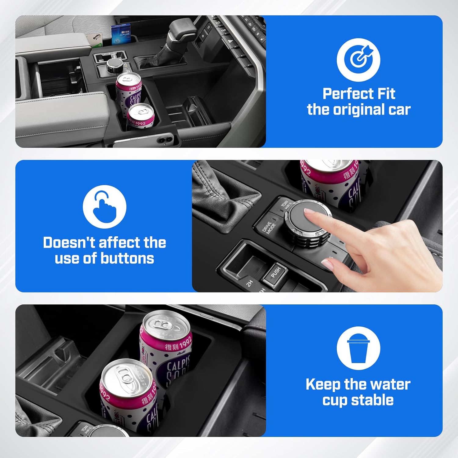 Shademax Center Console Organizer Gear Shift Panel Trim Cover for Toyota Tundra 2022-2025 2026 Accessories Tundra SR SR5 Limited i-FORCE MAX TRD Pro Gear Shifter Storage Box Cup Holder Insert Pads Mat